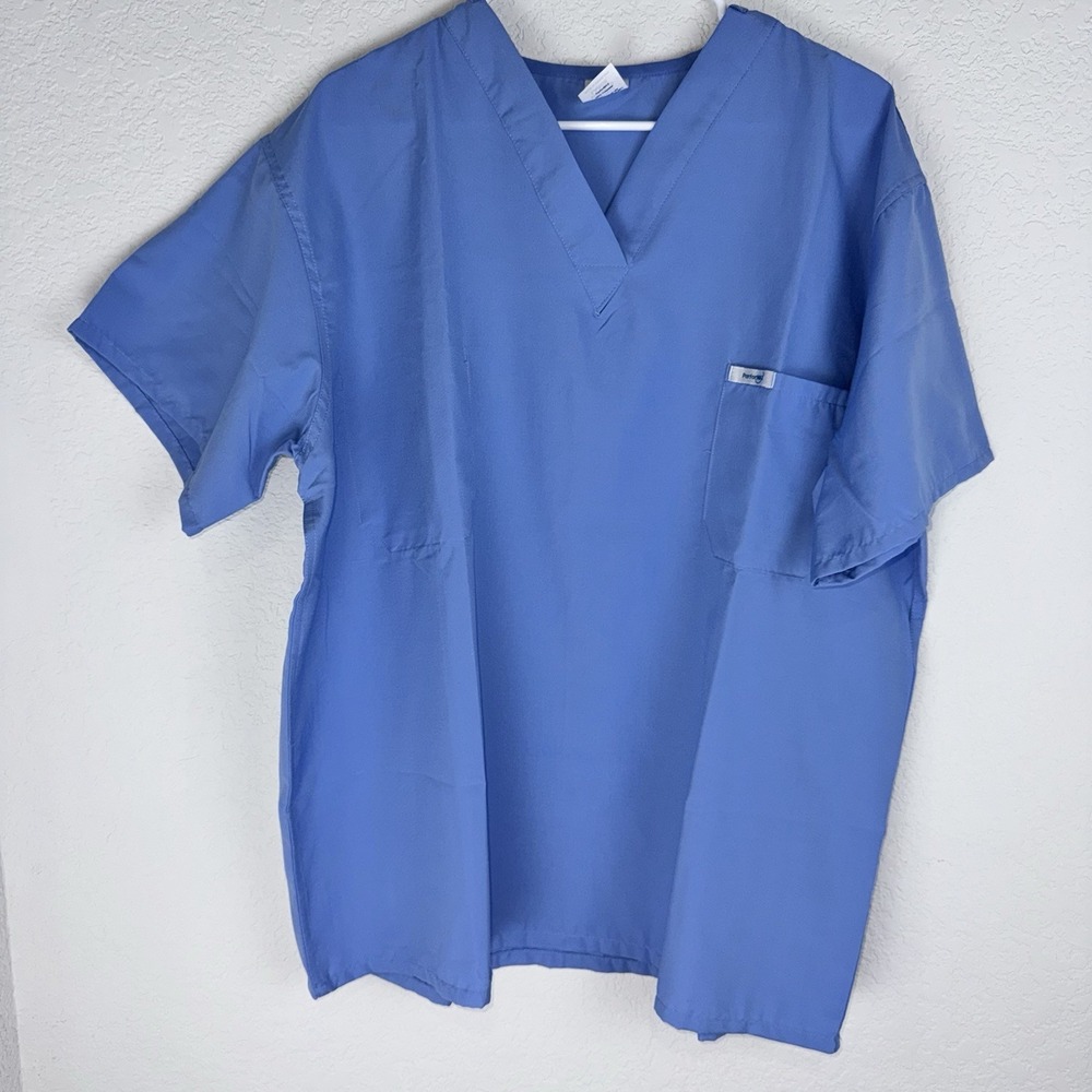 Medline PerforMAX Scrub Top Large Ceil Blue V Neck Reversible Medical 810NTHL-CF